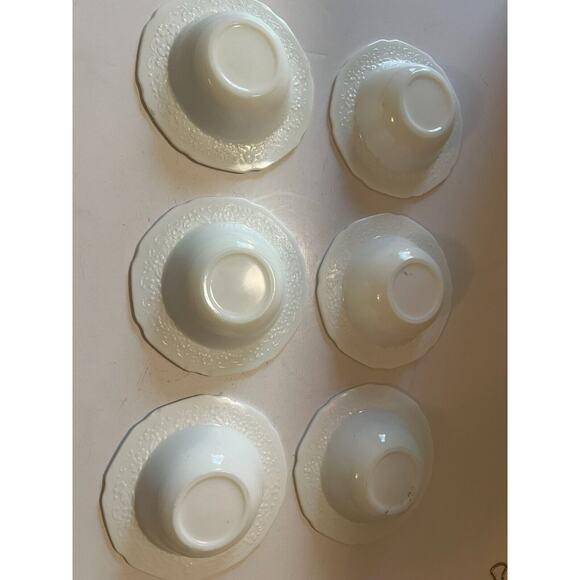 Set of 6 Indiana White Milk Glass Orange Blossom Berry Dessert Bowls - Picture 7 of 14
